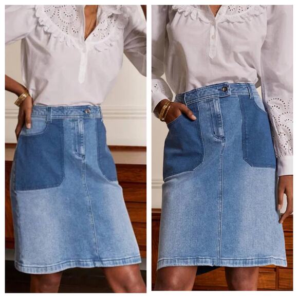 BODEN Denim Patch Pocket Mini Skirt - Picture 2 of 7